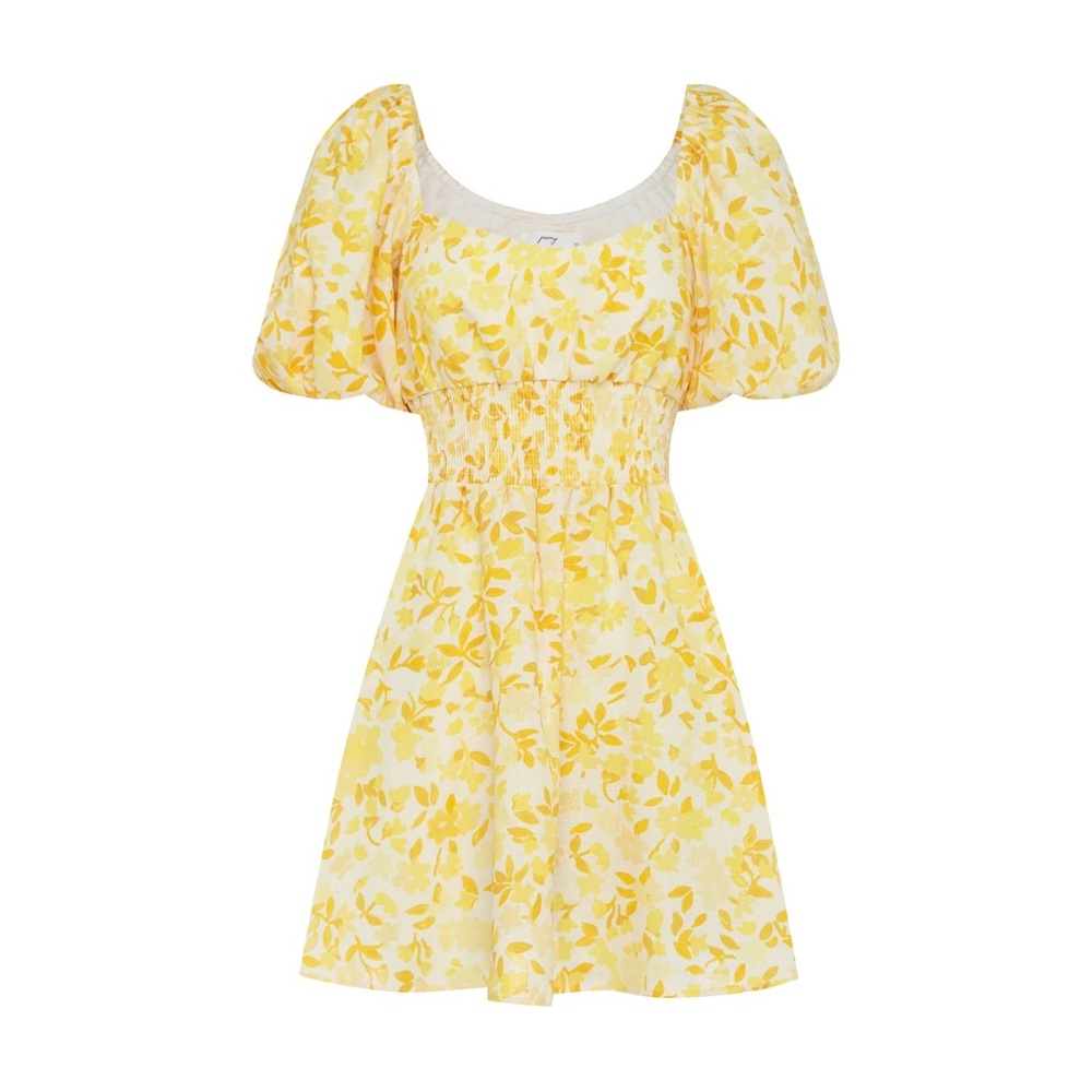 NWOT Peony Swimwear Smocked Mini Dress in Daffodil Yellow Sunny Butter Pastel